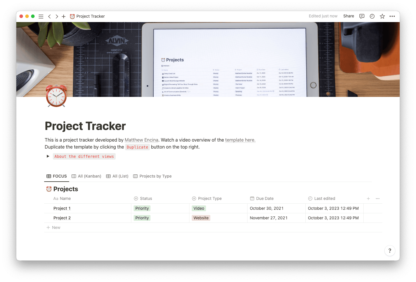 Project tracker template thumbnail