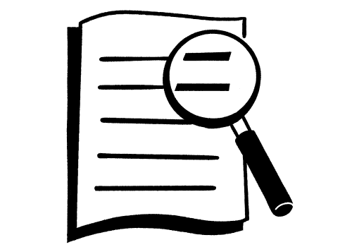 A magnifying glass looking over a document.