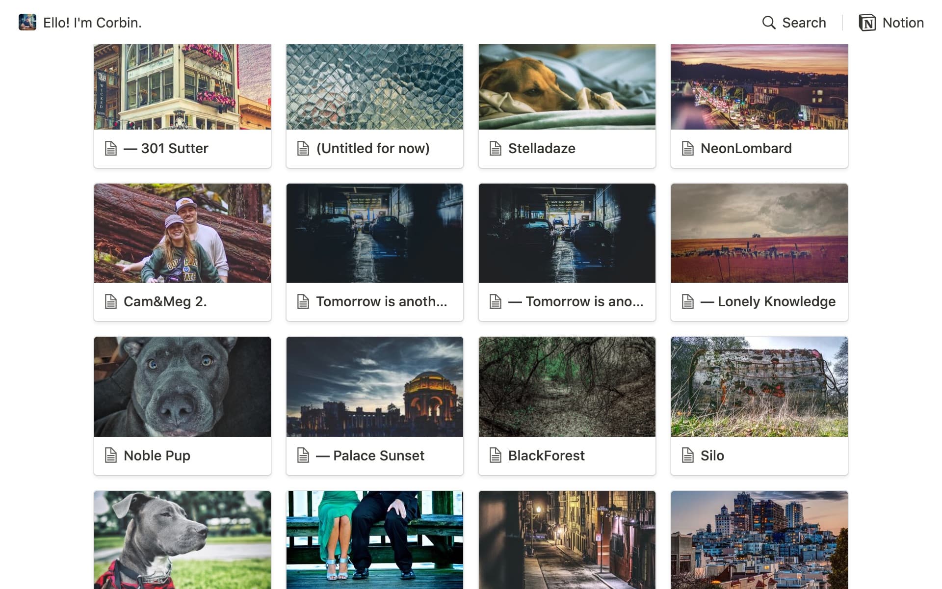 Corbin embeds many different kinds of files in his visual portfolio with one click.