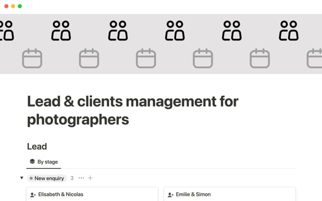 Photography lead & client management