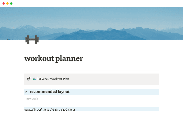 Weekly Planner for Home Workouts